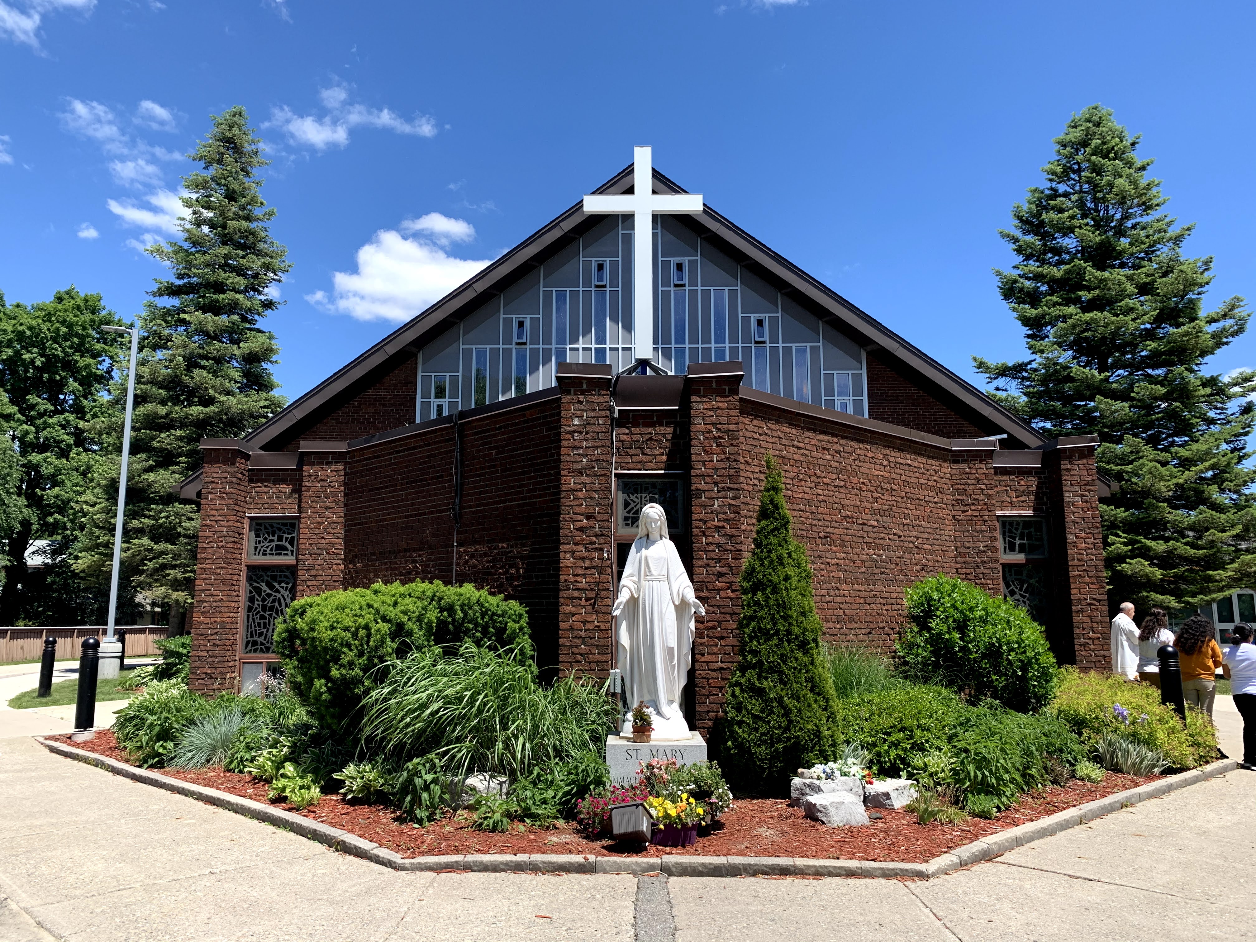 Outside view of the front of the church